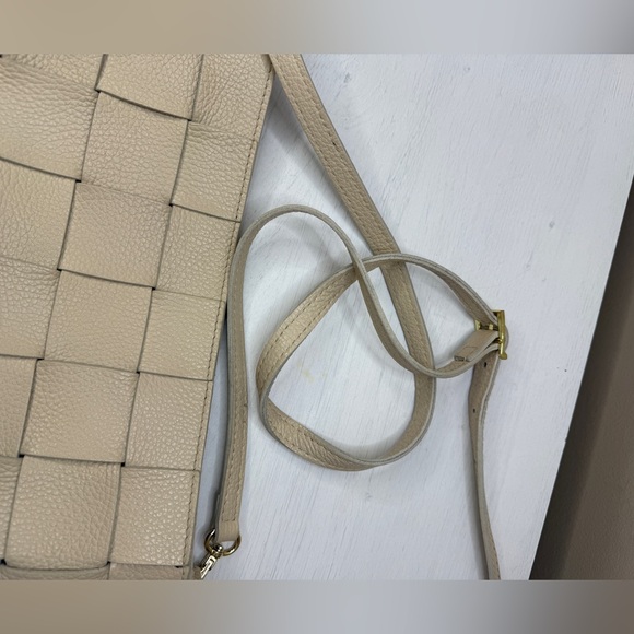 Anna Paola Leather Basketweave Zip Top Brit Shoulder Bag Made in Italy - Picture 14 of 16